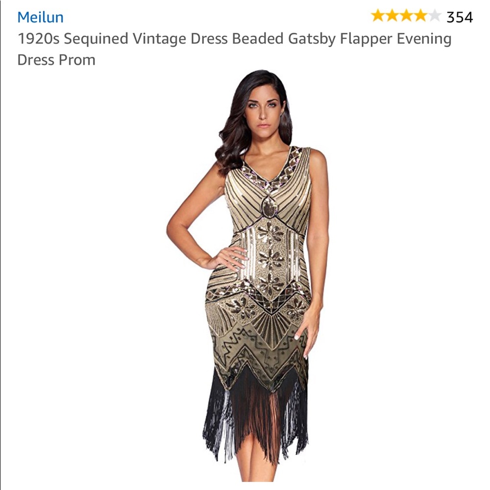 1920s Sequined Vintage Dress Beaded Gatsby Flapper